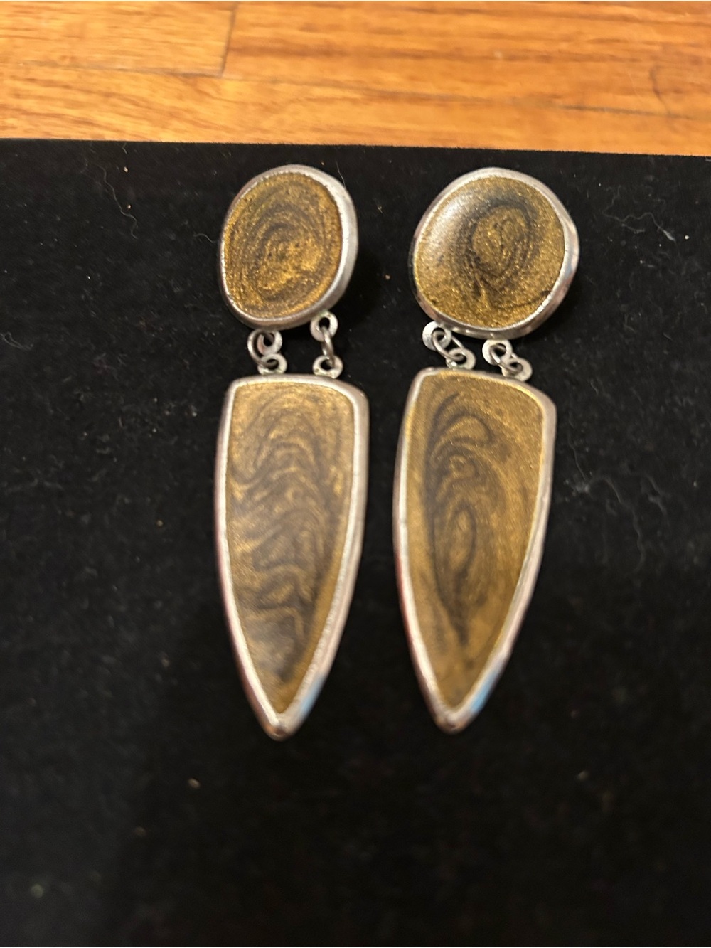 Gold-Tone Marbled Drop Earrings - Elegant Women’s Earrings